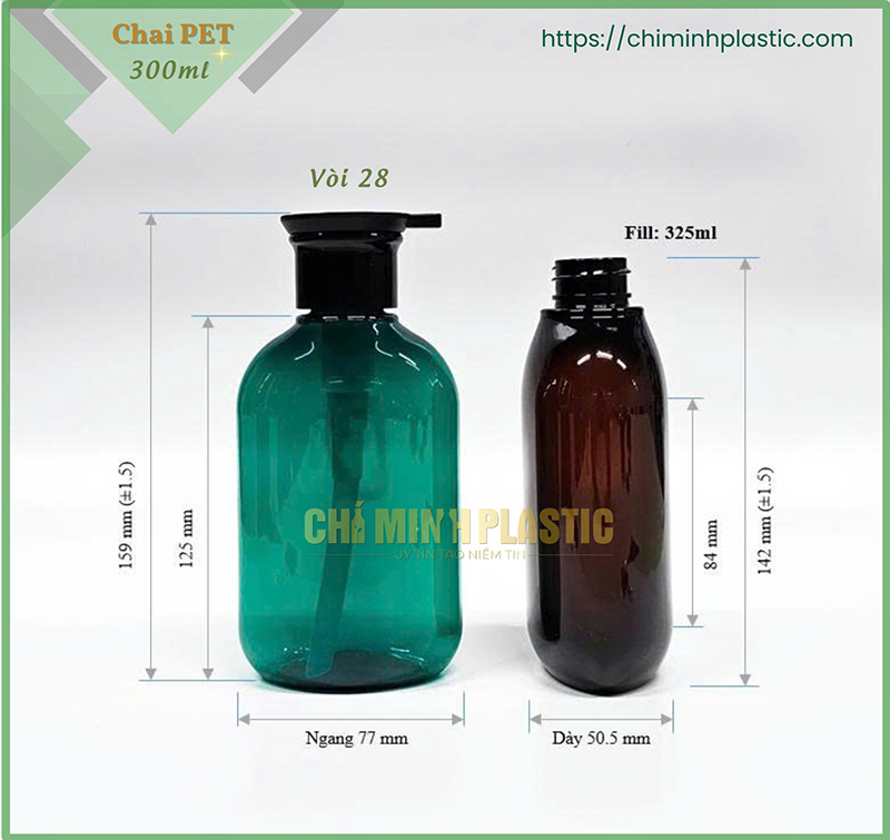 Vỏ chai PET 300ml - Chai PET Nhựa Chí Minh - Công Ty CP Nhựa Chí Minh